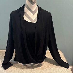 Vince Camuto Black Drape Front Blouse